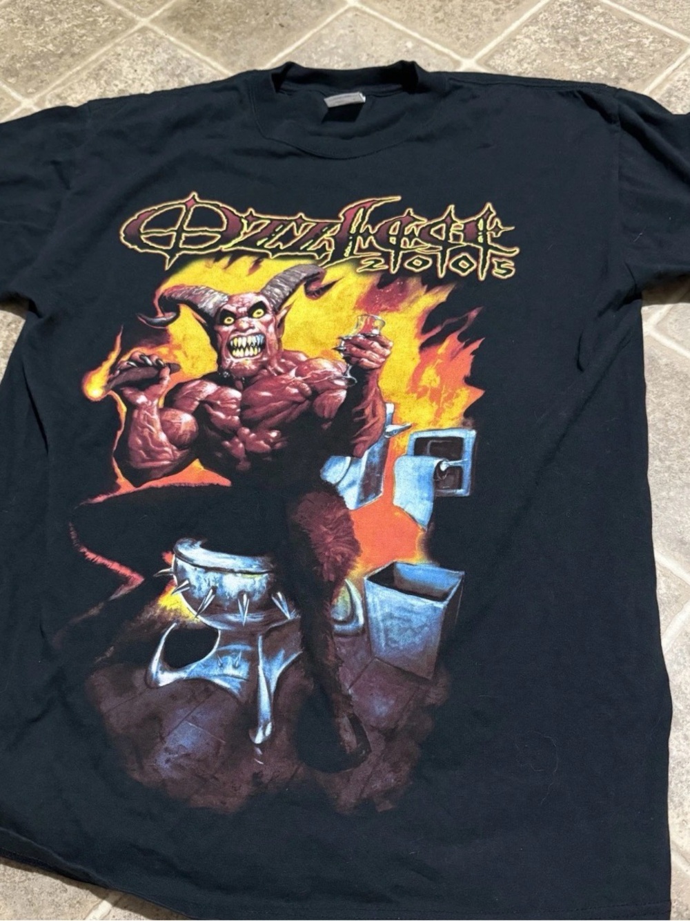 Authentic Ozzfest 2005 Black Sabbath / Iron Maiden Double-Sided Tee Black L